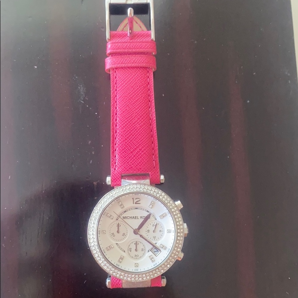 Pink Genuine Leather Michael Kors Watch